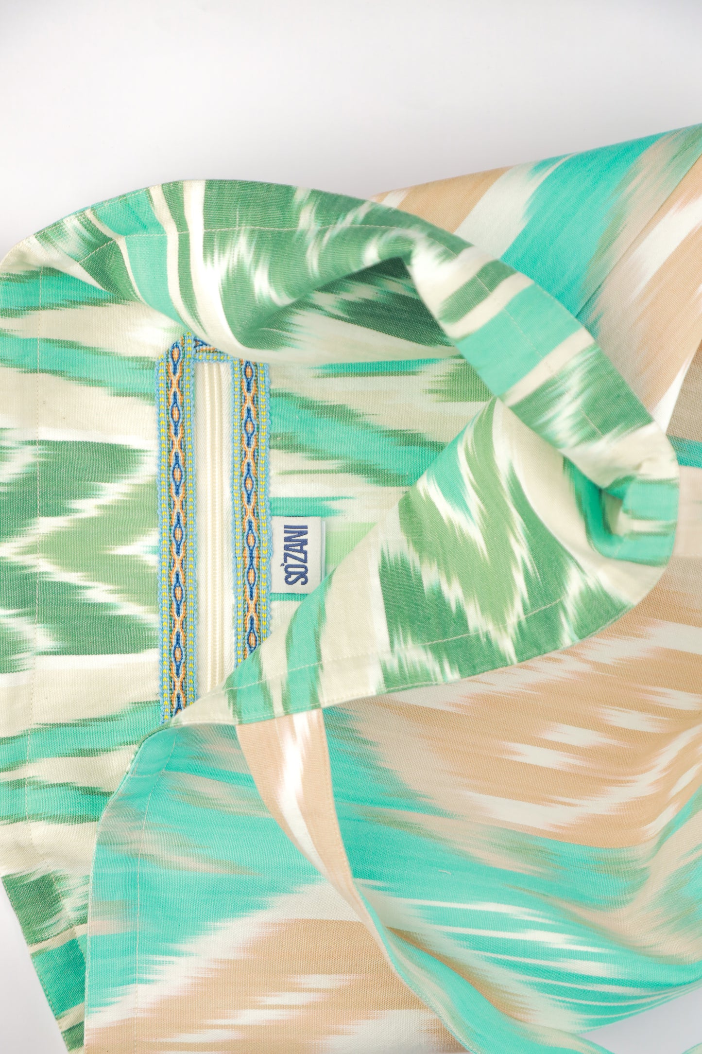 Sac cabas IKAT - Turquoise et crème