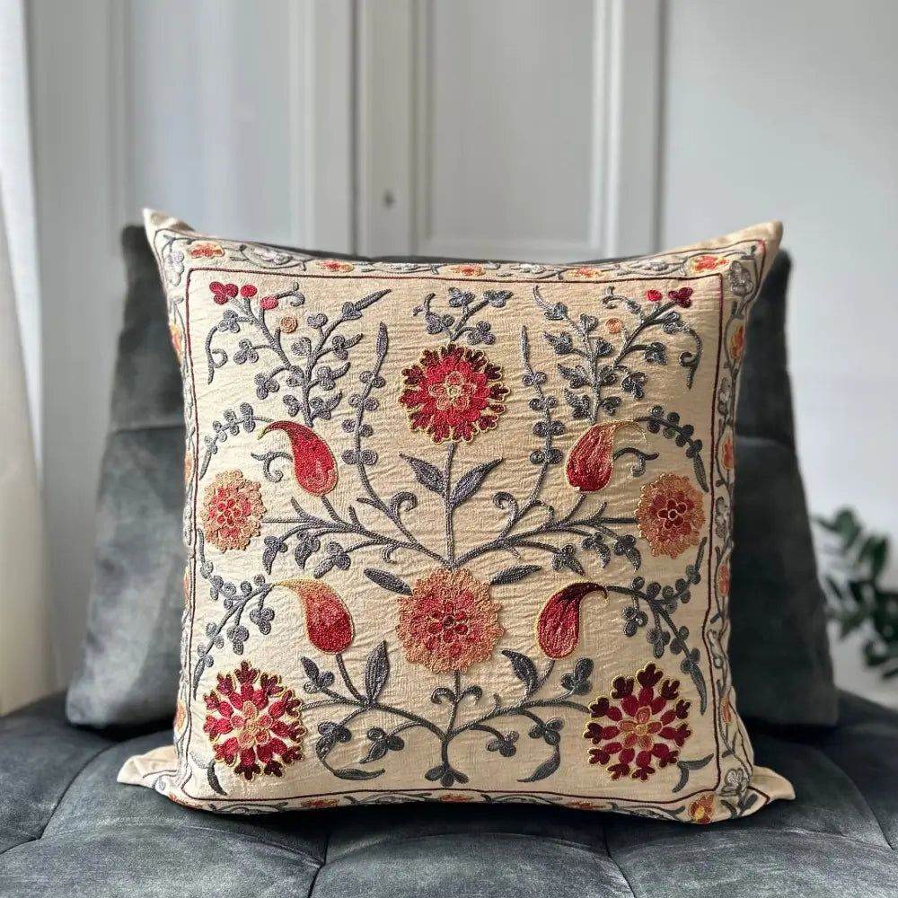 Housse de coussin carrée Suzani - Bahor - Printemps