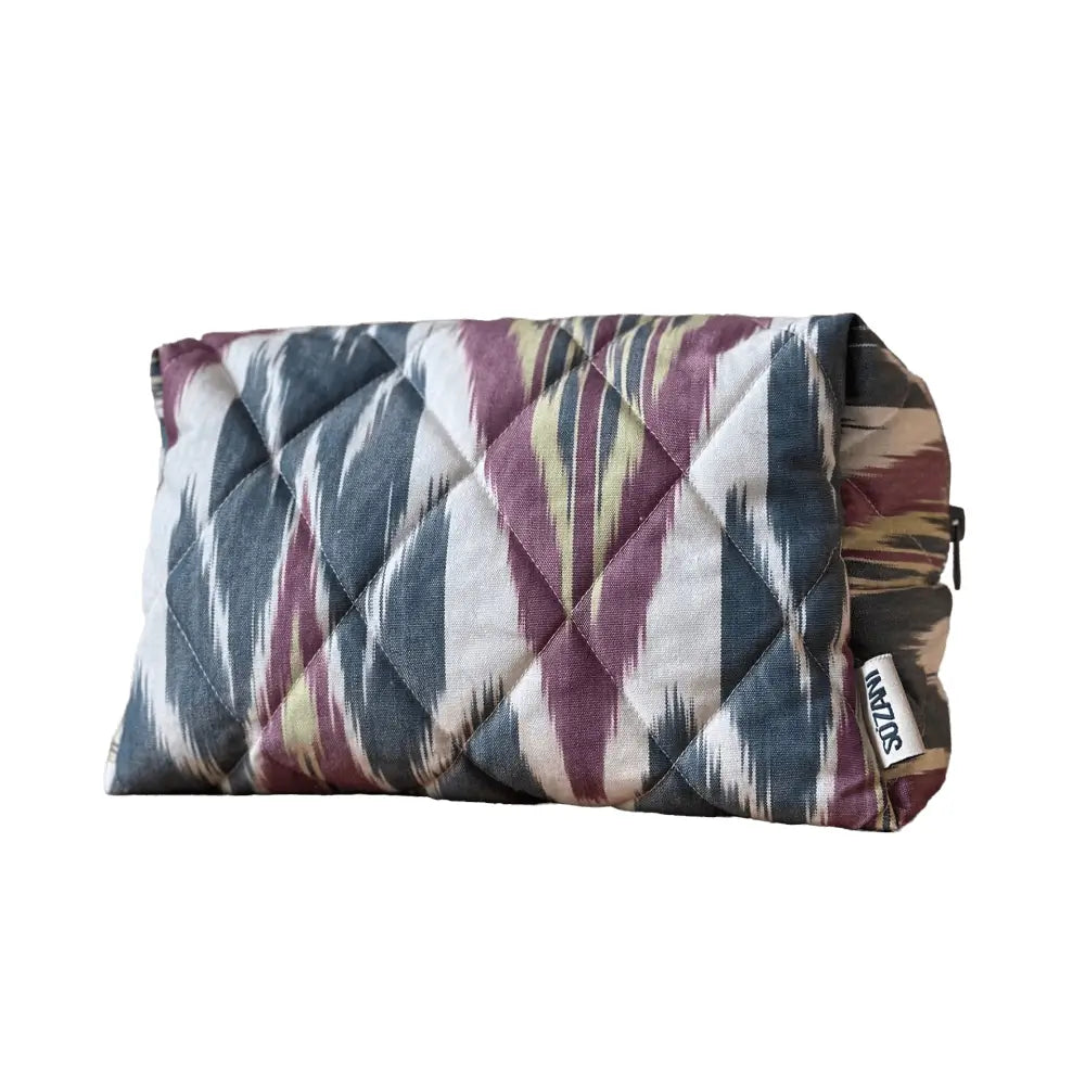 Grande trousse IKAT matelassée - Multicolore foncée