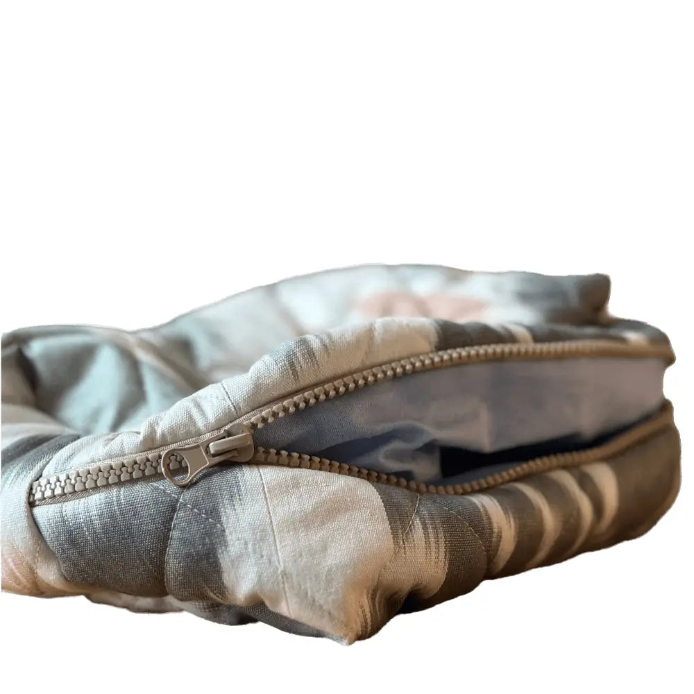 Grande trousse IKAT matelassée - Grise et rose