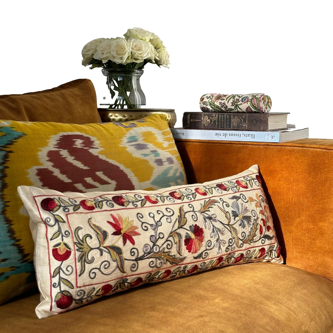 Housse de coussin rectangulaire Suzani - Boustan - parterre