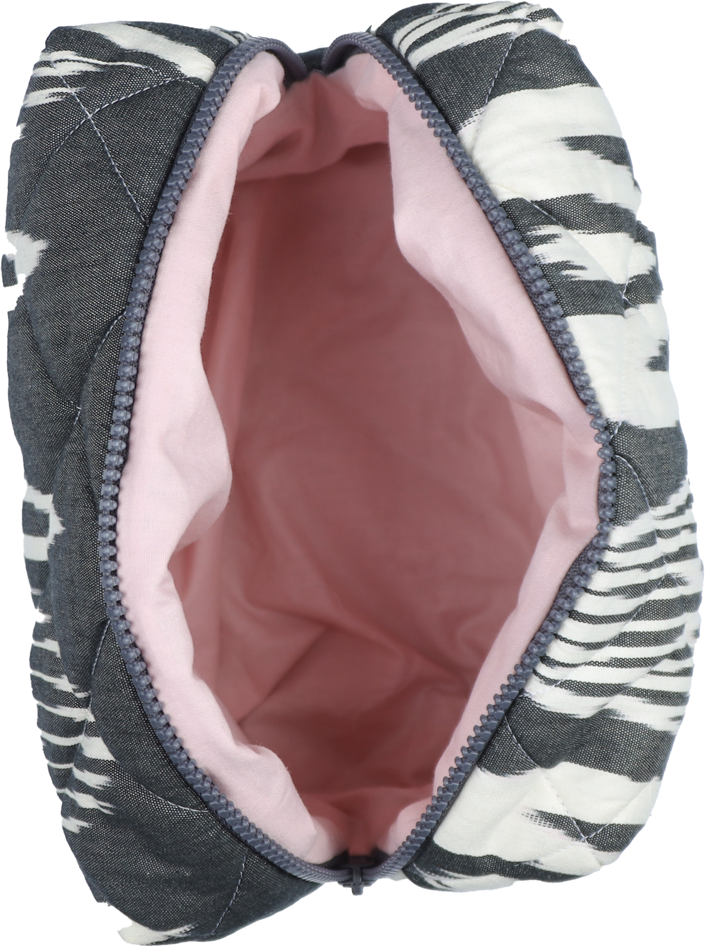 Grande trousse IKAT matelassée - Noire et blanche