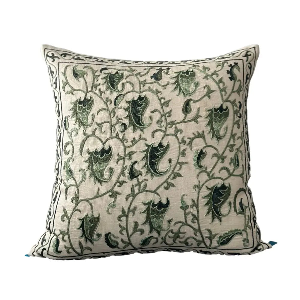 Housse de coussin carrée Suzani - Saabz- Vert