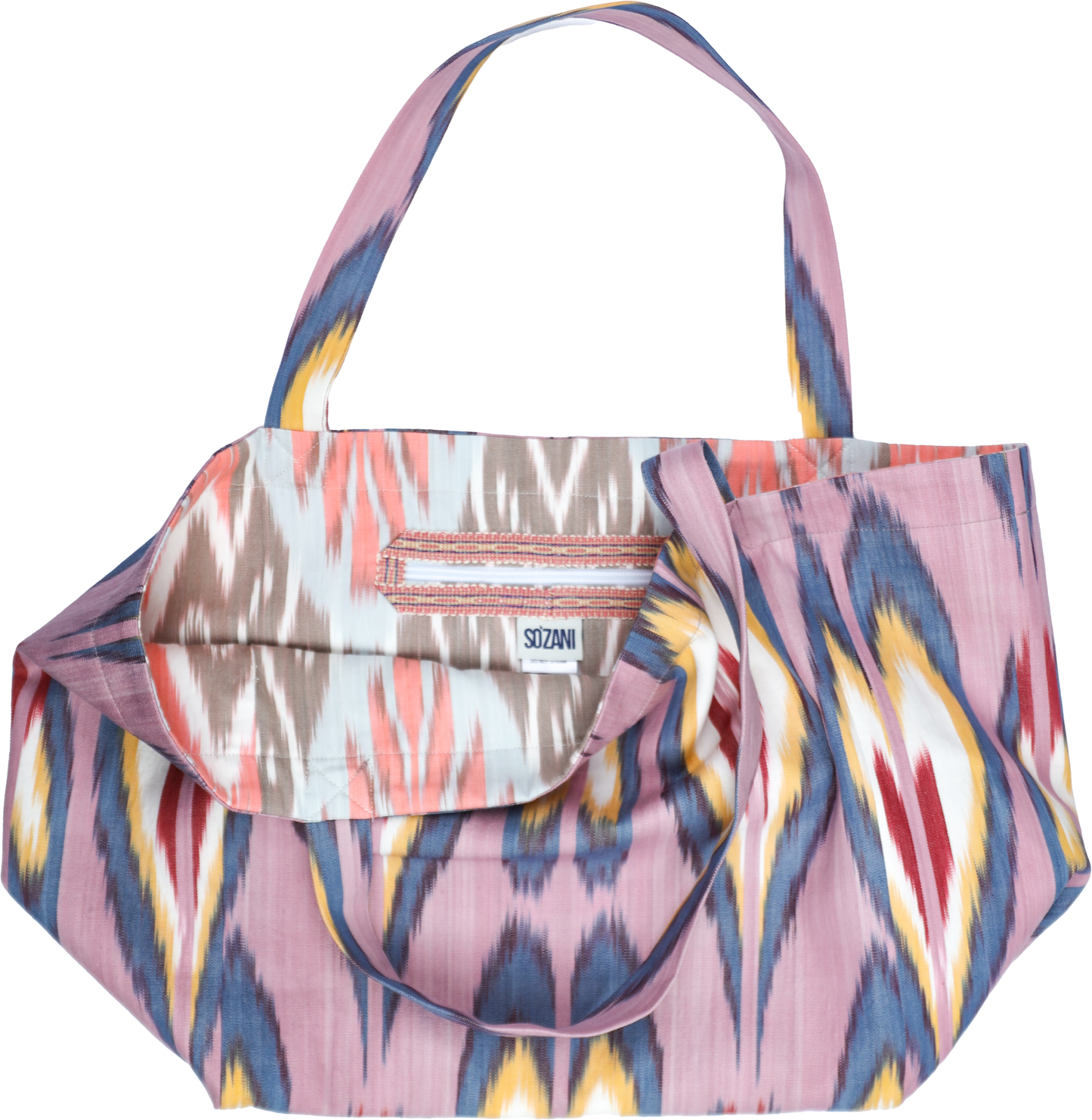 Sac cabas IKAT - Rose, bleu et jaune