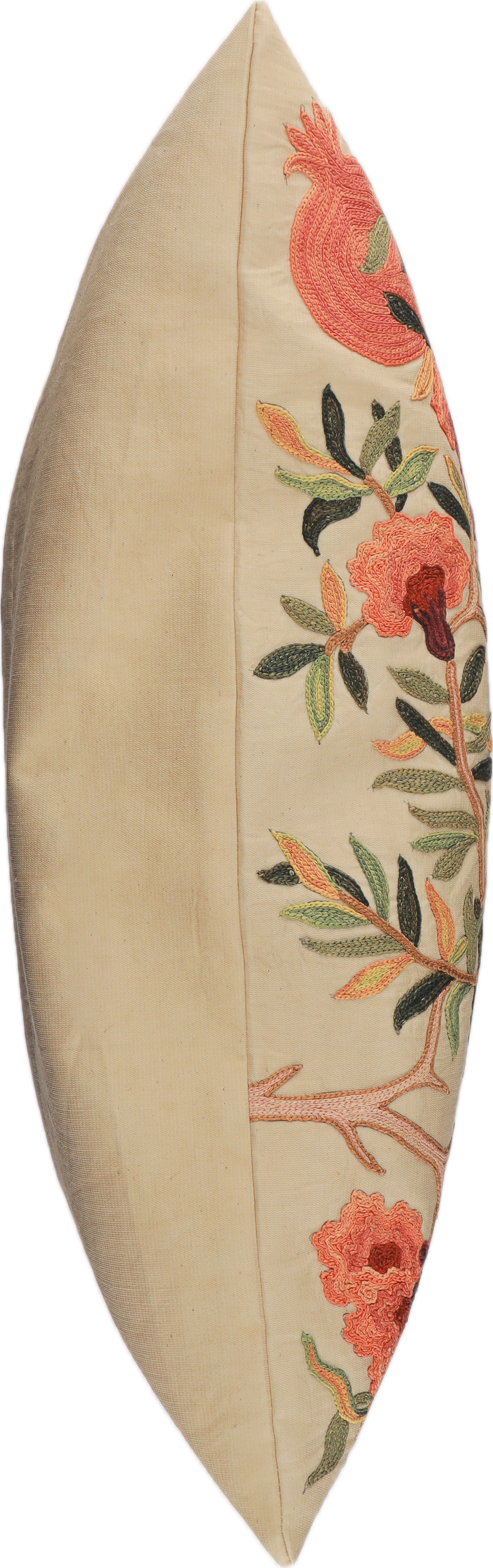 Housse de coussin carrée Suzani - Grenades et oiseaux - Beige