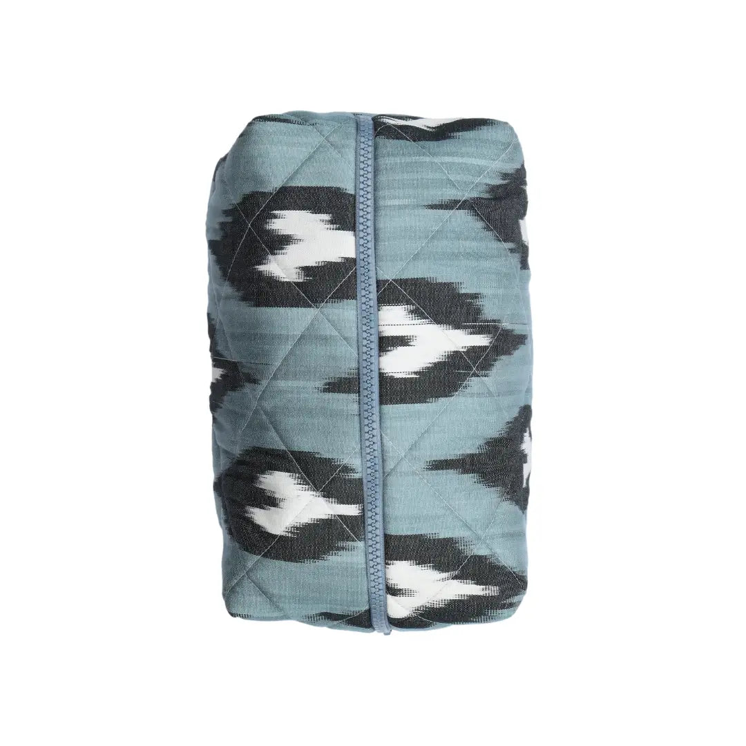Grande trousse IKAT matelassée - Grise et noire