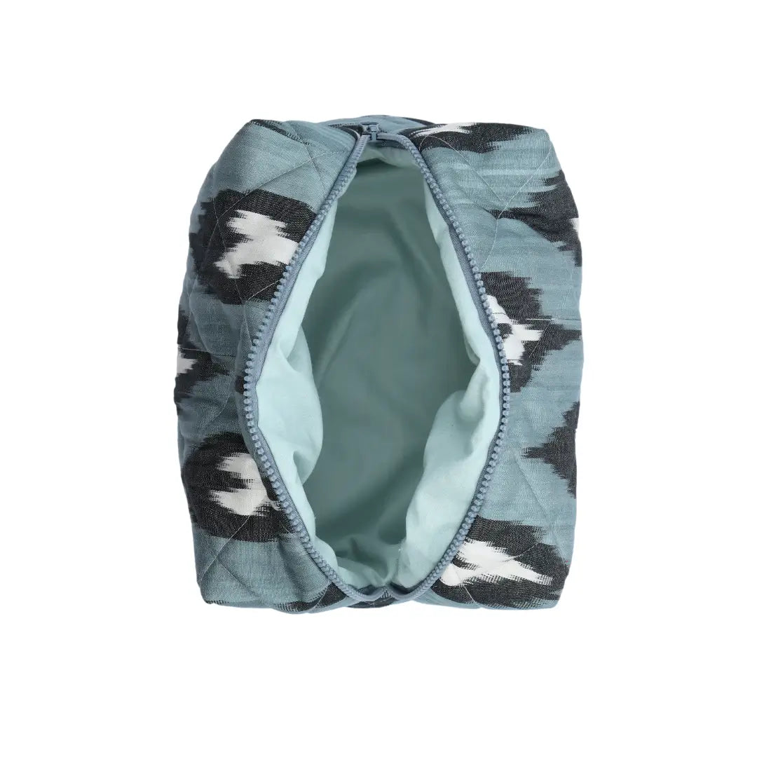 Grande trousse IKAT matelassée - Grise et noire