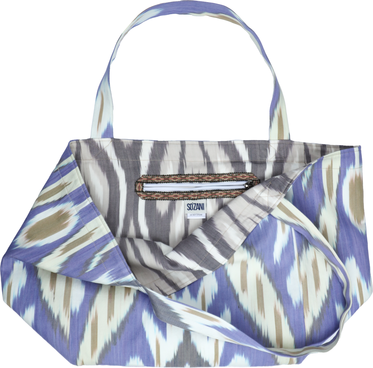 Sac cabas IKAT - Lilas et blanc