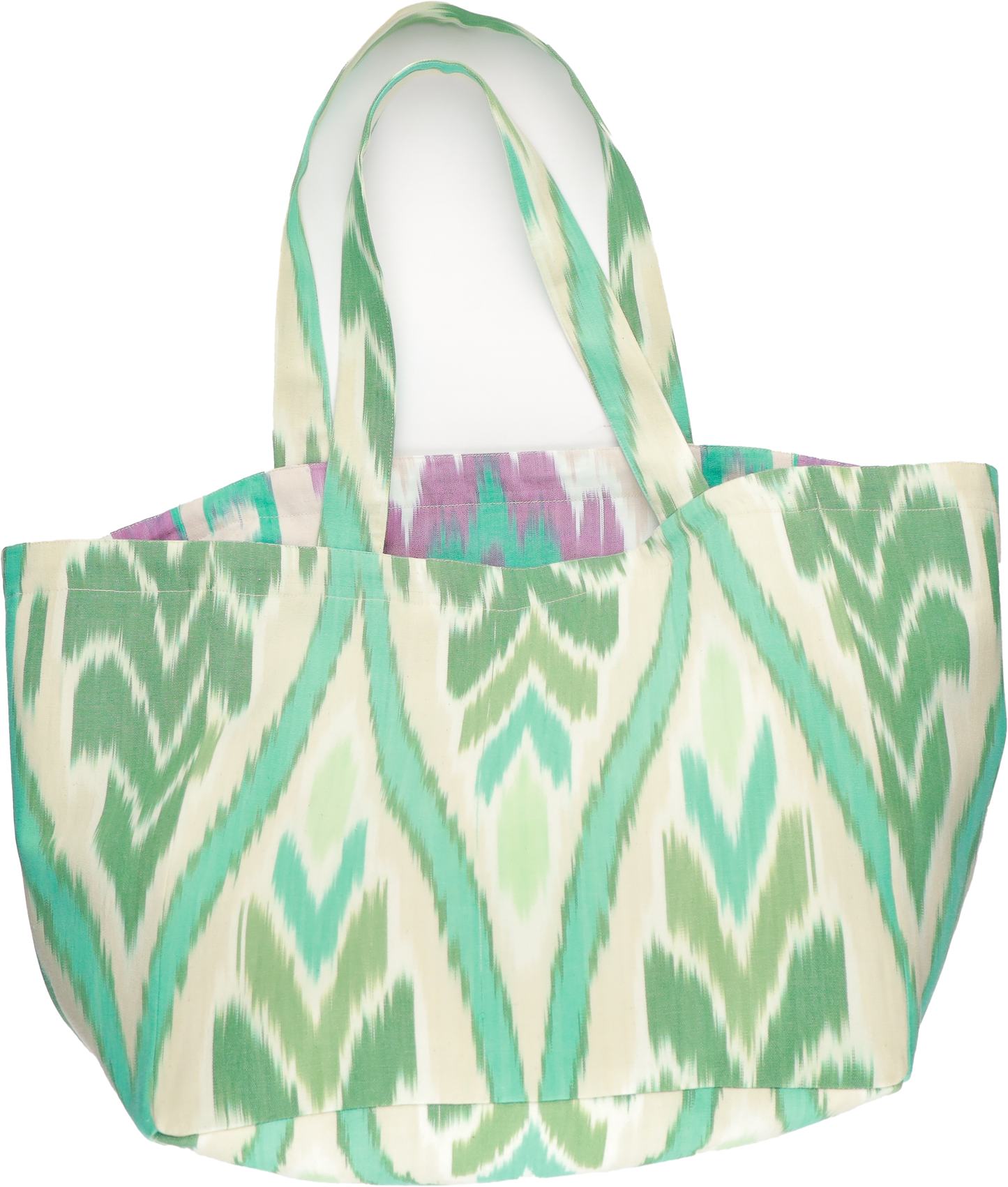 Sac cabas IKAT - Turquoise et vert