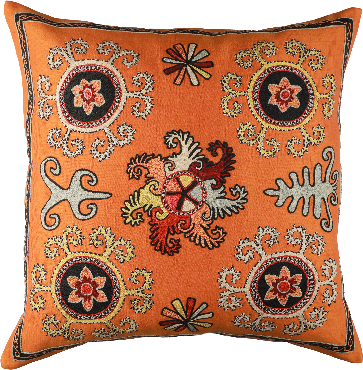 Housse de coussin carrée Suzani carotte - Lakai