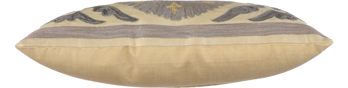 Housse de coussin rectangulaire Suzani grise - Samarcande