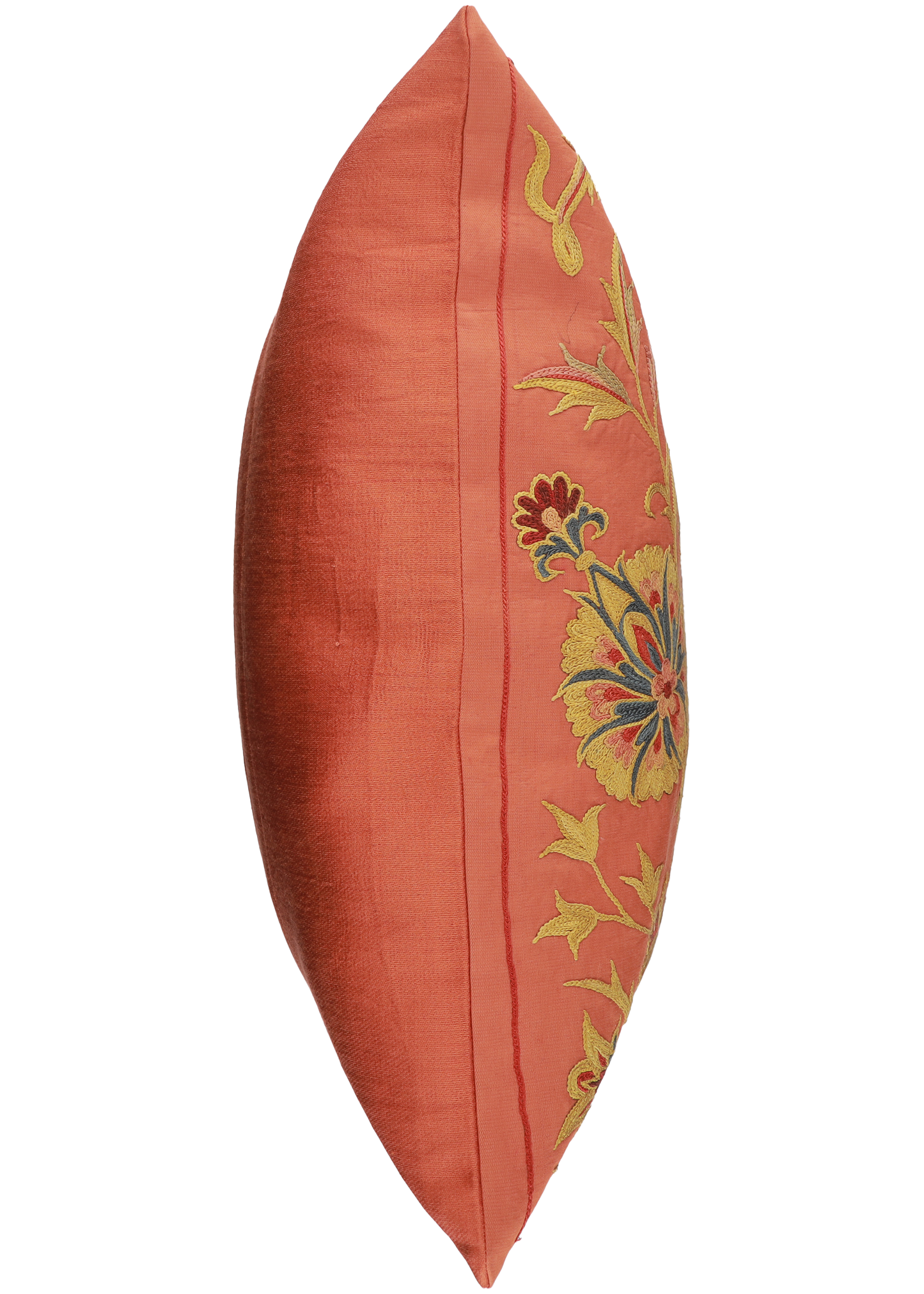 Housse de coussin carrée Suzani orange - Fleurs