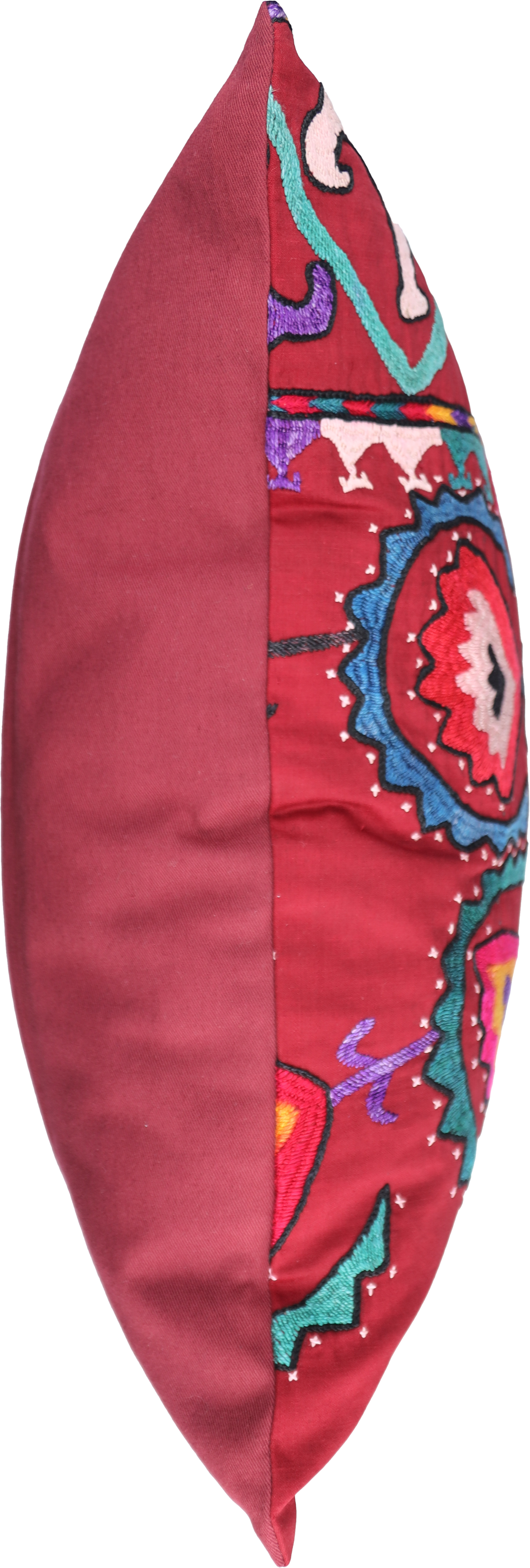 Housse de coussin brodée Vintage - Rouge - Fleurs