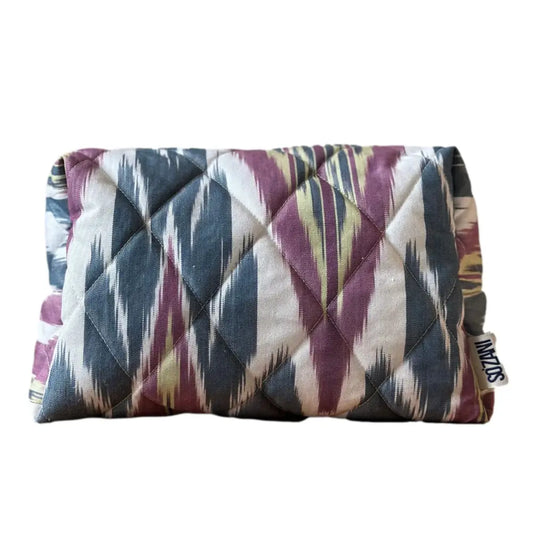 Grande trousse IKAT matelassée - Multicolore foncée
