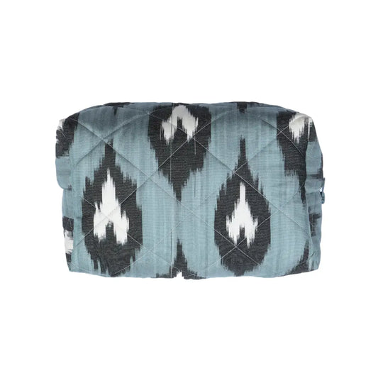 Grande trousse IKAT matelassée - Grise et noire