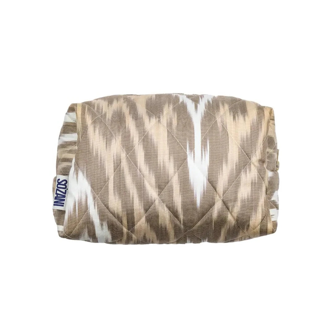 Grande trousse IKAT matelassée - Moka